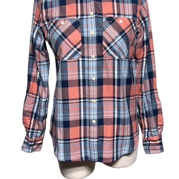 Lauren Ralph Lauren Plaid Button Up Roll Tab Sleeve Flannel Shirt Size XS Petite - Picture 1 of 4